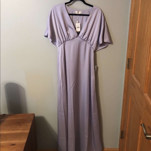 Chiaria Flutter Sleeve Satin Dress - Picture 2 of 3